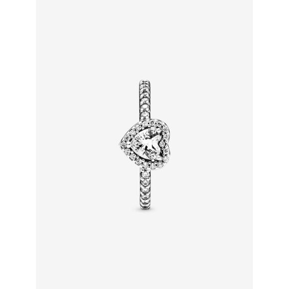 Pandora Elevated Heart Ring (Best Selling) S925 ALE Sterling Silver Sparkle Pavé - Picture 1 of 16